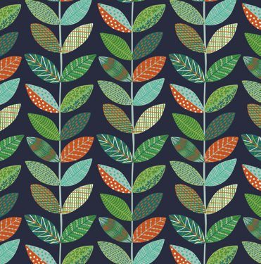 Leaf stems pattern on navy