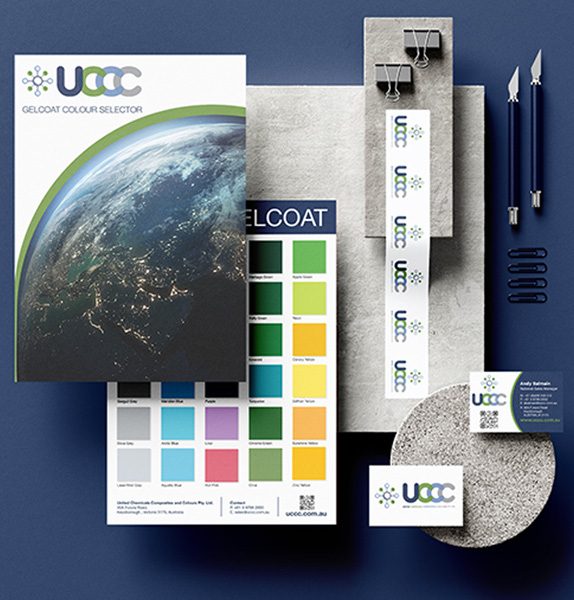 UCCC brochure, swatch cards and branded pens