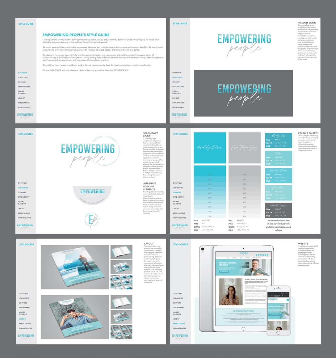 Empowering People brand style guide pages